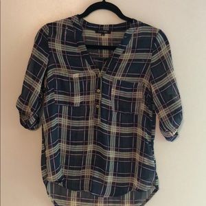 Sheer plaid blouse
